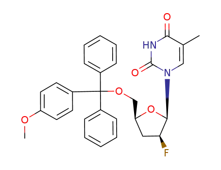 1-<5-O-(monomethoxytrityl)-2,3-dideoxy-2-fluoro-threo-pentofuranosyl>thymine