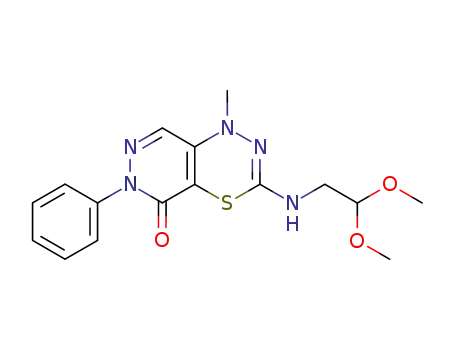 1H-Pyridazino[4,5-e][1,3,4]thiadiazin-5(6H)-one,
3-[(2,2-dimethoxyethyl)amino]-1-methyl-6-phenyl-