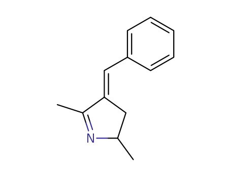 Molecular Structure of 89849-57-0 (2H-Pyrrole, 3,4-dihydro-2,5-dimethyl-4-(phenylmethylene)-, (E)-)
