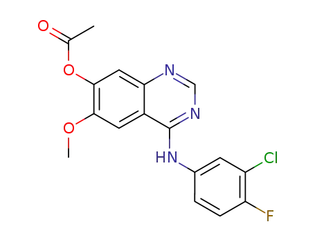 Molecular Structure of 869475-50-3 (acetic acid 4-(3-chloro-4-fluoro-phenylamino)-6-methoxy-quinazolin-7-yl ester)