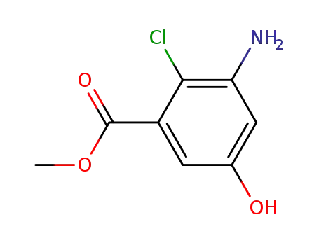 Molecular Structure of 93561-91-2 (Benzoic acid, 3-amino-2-chloro-5-hydroxy-, methyl ester)