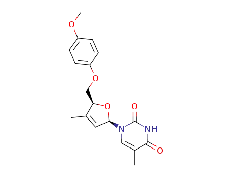 Thymidine, 2',3'-didehydro-3'-deoxy-5'-O-(4-methoxyphenyl)-3'-methyl-