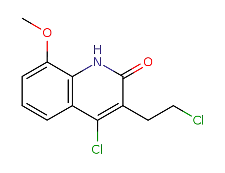 Molecular Structure of 104295-92-3 (2(1H)-Quinolinone, 4-chloro-3-(2-chloroethyl)-8-methoxy-)