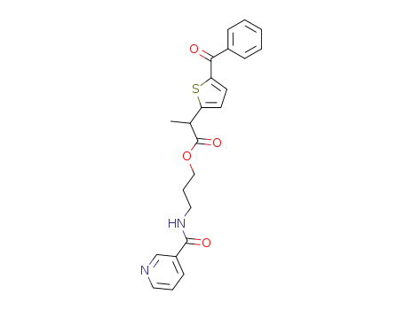 Molecular Structure of 761416-06-2 (2-(5-benzoyl-thiophen-2-yl)-propionic acid 3-[(pyridine-3-carbonyl)-amino]-propyl ester)