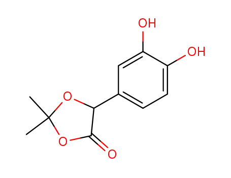 Molecular Structure of 131692-65-4 (2,2-dimethyl-5-(3,4-dihydroxyphenyl)-1,3-dioxolan-4-one)
