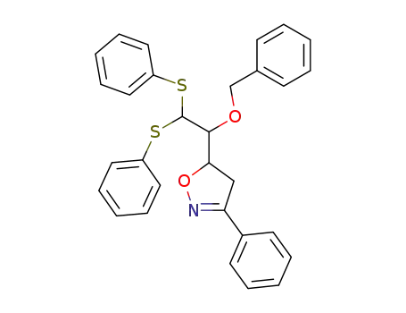Molecular Structure of 119496-10-5 (5-(1-Benzyloxy-2,2-bis-phenylsulfanyl-ethyl)-3-phenyl-4,5-dihydro-isoxazole)