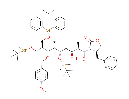 (R)-4-Benzyl-3-[(2R,3S,5S,6S,7R,8S)-5-(tert-butyl-dimethyl-silanyloxy)-8-(tert-butyl-dimethyl-silanyloxymethyl)-9-(tert-butyl-diphenyl-silanyloxy)-3-hydroxy-7-(4-methoxy-benzyloxy)-2,6-dimethyl-nonanoyl]-oxazolidin-2-one