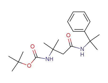 Molecular Structure of 874942-30-0 (Carbamic acid,
[1,1-dimethyl-3-[(1-methyl-1-phenylethyl)amino]-3-oxopropyl]-,
1,1-dimethylethyl ester)