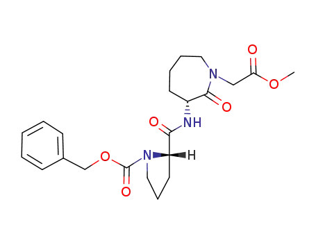 Molecular Structure of 146349-40-8 (methyl 3(R)-<<<1-(benzyloxycarbonyl)-2(S)-pyrrolidinyl>carbonyl>amino>-2-oxo-1-perhydroazepineacetate)