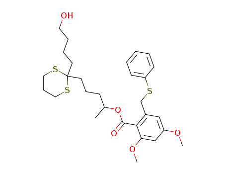 2,4-Dimethoxy-6-phenylsulfanylmethyl-benzoic acid 4-[2-(4-hydroxy-butyl)-[1,3]dithian-2-yl]-1-methyl-butyl ester