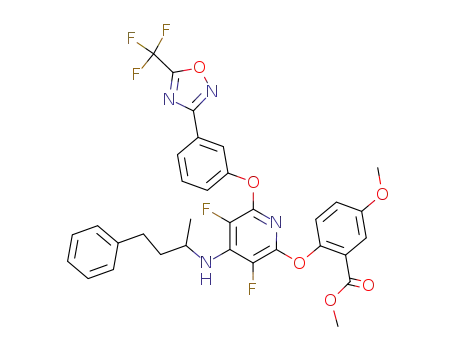 2-{3,5-difluoro-4-(1-methyl-3-phenyl-propylamino)-6-[3-(5-trifluoromethyl-[1,2,4]oxadiazol-3-yl)-phenoxy]-pyridin-2-yloxy}-5-methoxy-benzoic acid methyl ester