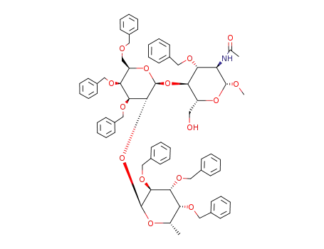 methyl 2-acetamido-3-O-benzyl-2-deoxy-4-O-<3,4,6-tri-O-benzyl-2-O-(2,3,4-tri-O-benzyl-α-L-fucopyranosyl)-β-D-galactopyranosyl>-β-D-glucopyranoside