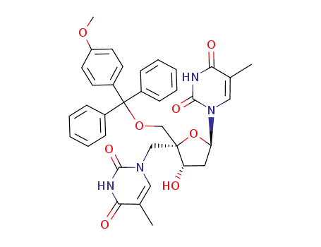 Molecular Structure of 879015-17-5 (5'-O-(mono-4-methoxytrityl)-4'-C-[(thymin-1-yl)methyl]-thymidine)