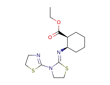 Cyclohexanecarboxylic acid,
2-[[3-(4,5-dihydro-2-thiazolyl)-2-thiazolidinylidene]amino]-, ethyl ester,
cis-