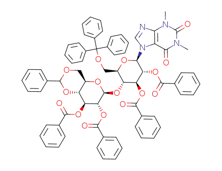 7-<2,3-di-O-benzoyl-4-O-(2,3-di-O-benzoyl-4,6-O-benzylidene-β-D-glucopyranosyl)-6-O-triphenylmethyl-β-D-glucopyranosyl>theophylline