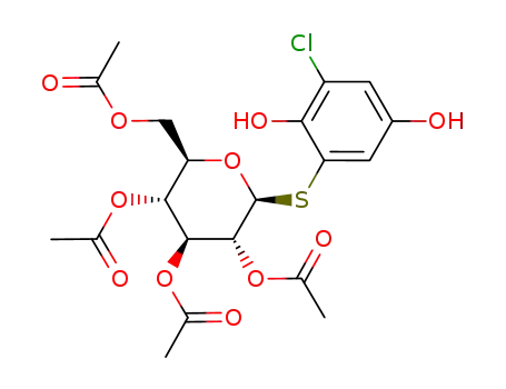 2-chloro-6-(2',3',4',6'-tetra-O-acetyl-β-D-glucopyranosylthio)benzene-1,4-diol