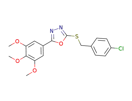 Molecular Structure of 571924-48-6 (1,3,4-Oxadiazole,
2-[[(4-chlorophenyl)methyl]thio]-5-(3,4,5-trimethoxyphenyl)-)