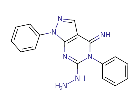 Molecular Structure of 947619-39-8 (6-hydrazino-1,5-diphenyl-1,5-dihydro-4H-pyrazolo[3,4-d]pyrimidin-4-imine)