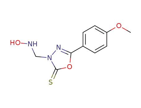 Molecular Structure of 84587-23-5 (1,3,4-Oxadiazole-2(3H)-thione,
3-[(hydroxyamino)methyl]-5-(4-methoxyphenyl)-)