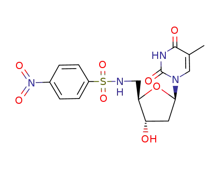 Molecular Structure of 91067-54-8 (Thymidine, 5'-deoxy-5'-[[(4-nitrophenyl)sulfonyl]amino]-)