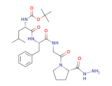 Molecular Structure of 112302-77-9 (L-Proline,
1-[N-[N-[N-[(1,1-dimethylethoxy)carbonyl]-L-leucyl]-L-phenylalanyl]glycyl]-
, hydrazide)