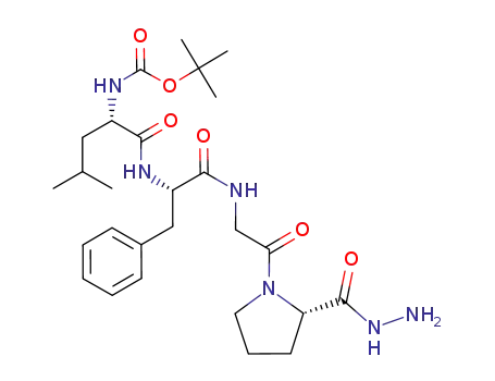 Molecular Structure of 112302-77-9 (L-Proline,
1-[N-[N-[N-[(1,1-dimethylethoxy)carbonyl]-L-leucyl]-L-phenylalanyl]glycyl]-
, hydrazide)