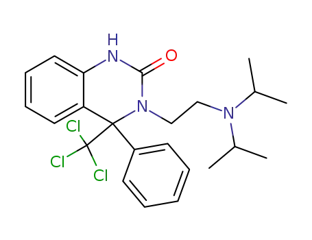 Molecular Structure of 853942-78-6 (3-[2-(diisopropylamino)ethyl]-4-phenyl-4-(trichloromethyl)-3,4-dihydroquinazolin-2(1H)-one)