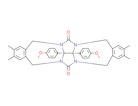 Molecular Structure of 1000292-80-7 (13b,13c-bis(4-methoxyphenyl)-2,3,9,10-tetramethyl-5,7,12,13b,13c,14-hexahydro-5a,6a,12a,13a-tetraazabenzo[5,6]azuleno[2,1,8-ija]benzo[f]azulene-6,13-dione)