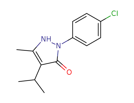 Molecular Structure of 111751-08-7 (3H-Pyrazol-3-one,
2-(4-chlorophenyl)-1,2-dihydro-5-methyl-4-(1-methylethyl)-)