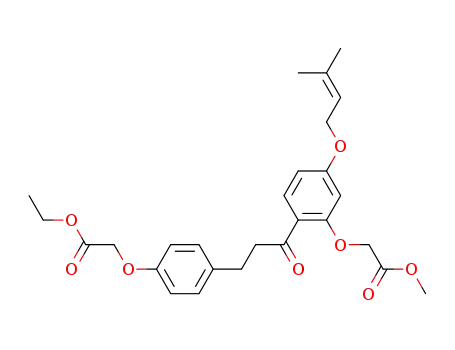 Molecular Structure of 75088-20-9 (4-ethoxycarbonylmethoxy-2'-(methoxycarbonylmethoxy)-4'-(3-methyl-2-butenyloxy)dihydrochalcone)