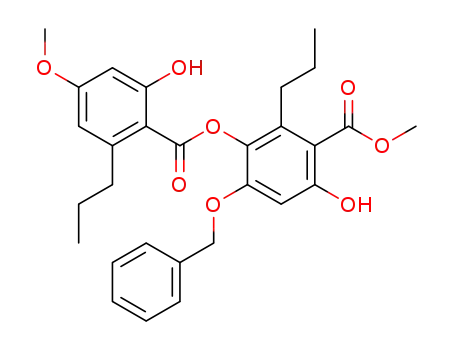 Benzoic acid,
6-hydroxy-3-[(2-hydroxy-4-methoxy-6-propylbenzoyl)oxy]-4-(phenylmeth
oxy)-2-propyl-, methyl ester