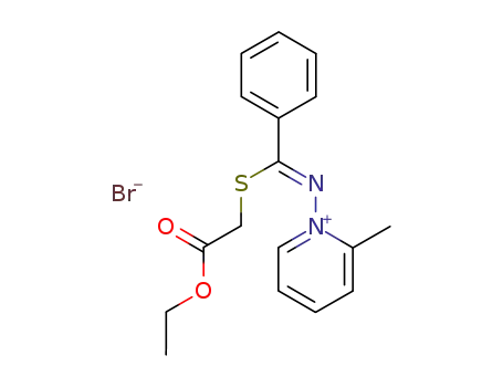 1-{[1-Ethoxycarbonylmethylsulfanyl-1-phenyl-meth-(Z)-ylidene]-amino}-2-methyl-pyridinium; bromide