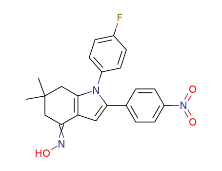 4H-Indol-4-one,
1-(4-fluorophenyl)-1,5,6,7-tetrahydro-6,6-dimethyl-2-(4-nitrophenyl)-,
oxime