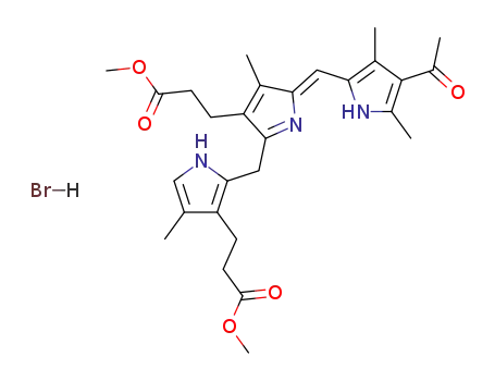 1,3,7,13-tetramethyl-2-acetyl-8,12-di(1-methoxy-carbonylethyl)tripyrrene-a hydrobromide