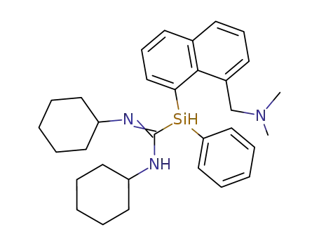 Molecular Structure of 138996-50-6 (Methanimidamide,
N,N'-dicyclohexyl-1-[[8-[(dimethylamino)methyl]-1-naphthalenyl]phenylsil
yl]-)
