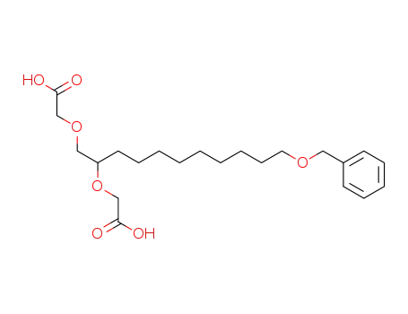 Molecular Structure of 105687-29-4 (Acetic acid,
2,2'-[[1-[9-(phenylmethoxy)nonyl]-1,2-ethanediyl]bis(oxy)]bis-)