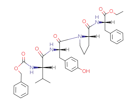Molecular Structure of 90315-37-0 (L-Phenylalanine,
N-[1-[N-[N-[(phenylmethoxy)carbonyl]-L-valyl]-L-tyrosyl]-L-prolyl]-, ethyl
ester)
