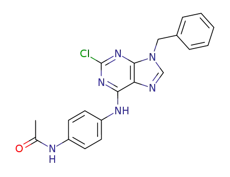 Molecular Structure of 125802-54-2 (N-{4-[(9-benzyl-2-chloro-9H-purin-6-yl)amino]phenyl}acetamide)