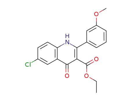 Molecular Structure of 828264-28-4 (3-Quinolinecarboxylic acid,
6-chloro-1,4-dihydro-2-(3-methoxyphenyl)-4-oxo-, ethyl ester)