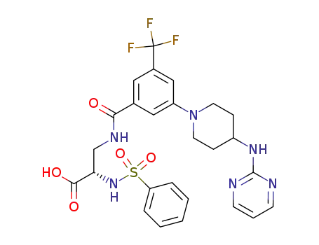 (2S)-benzenesulfonylamino-3-[3-{4-(pyrimidin-2-ylamino)piperidin-1-yl}-5-(trifluoromethyl)benzoylamino]propionic acid