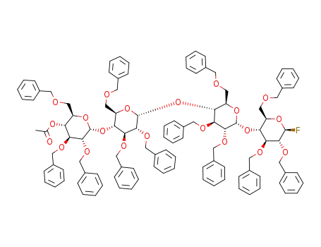 O-(4-O-acetyl-2,3,6-tri-O-benzyl-α-D-glucopyranosyl)-(1->4)-bis<O-(2,3,6-tri-O-benzyl-α-D-glucopyranosyl)-(1->4)>-2,3,6-tri-O-benzyl-β-D-glucopyranosyl fluoride