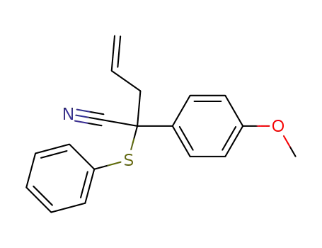 Molecular Structure of 85624-02-8 (2-(4-Methoxy-phenyl)-2-phenylsulfanyl-pent-4-enenitrile)