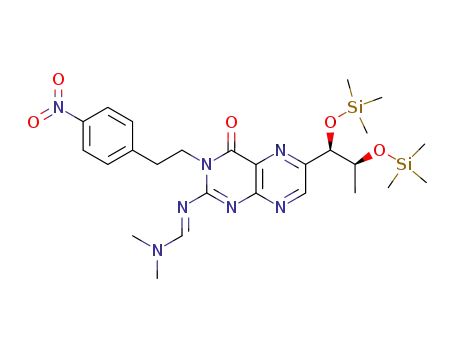 Molecular Structure of 186752-55-6 (N<sup>2</sup>-(N,N-dimethylaminomethylene)-3-[2-(4-nitrophenyl)ethyl]-1',2'-di-O-trimethylsily-L-biopterin)