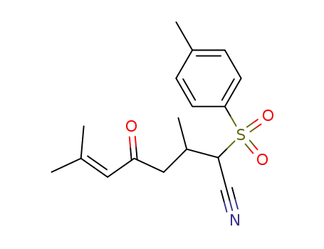 3,7-Dimethyl-2-(4-methylbenzenesulphonyl)-5-oxo-6-octenenitrile