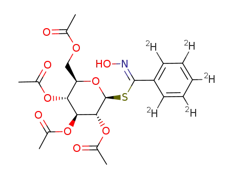 Molecular Structure of 1034146-60-5 (S-2',3',4',6'-tetra-O-acetyl-β-D-glucopyranosyl [2,3,4,5,6-(2)H5]-phenylthiohydroxamate)