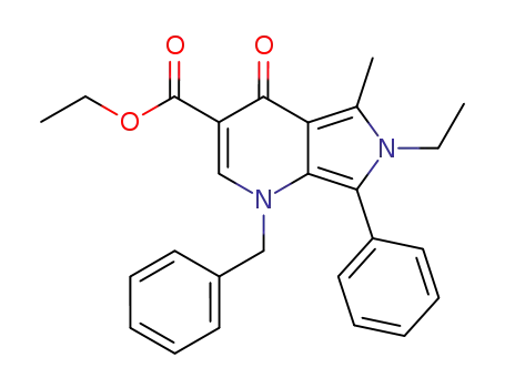 Molecular Structure of 100856-34-6 (1-Benzyl-6-ethyl-5-methyl-4-oxo-7-phenyl-4,6-dihydro-1H-pyrrolo[3,4-b]pyridine-3-carboxylic acid ethyl ester)