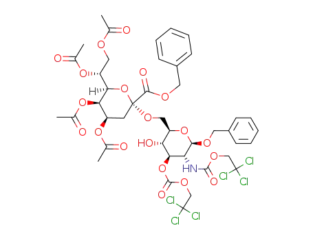 benzyl 6-O-(benzyl 4,5,7,8-tetra-O-acetyl-3-deoxy-α-D-manno-2-octulopyranosylonate)-2-deoxy-2-(2,2,2-trichloroethoxycarbonyl)amino-3-O-(2,2,2-trichloroethoxycarbonyl)-β-D-glucopyranoside