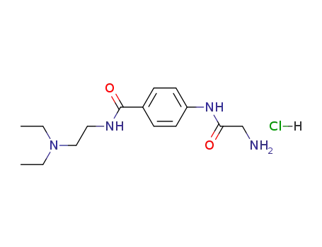 Molecular Structure of 94897-21-9 (Benzamide, 4-[(aminoacetyl)amino]-N-[2-(diethylamino)ethyl]-,
monohydrochloride)