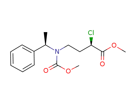 Molecular Structure of 924630-61-5 (Butanoic acid,
2-chloro-4-[(methoxycarbonyl)[(1R)-1-phenylethyl]amino]-, methyl ester,
(2R)-)