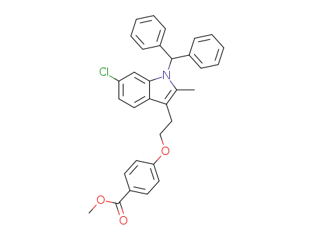 Molecular Structure of 872675-05-3 (Benzoic acid,
4-[2-[6-chloro-1-(diphenylmethyl)-2-methyl-1H-indol-3-yl]ethoxy]-, methyl
ester)